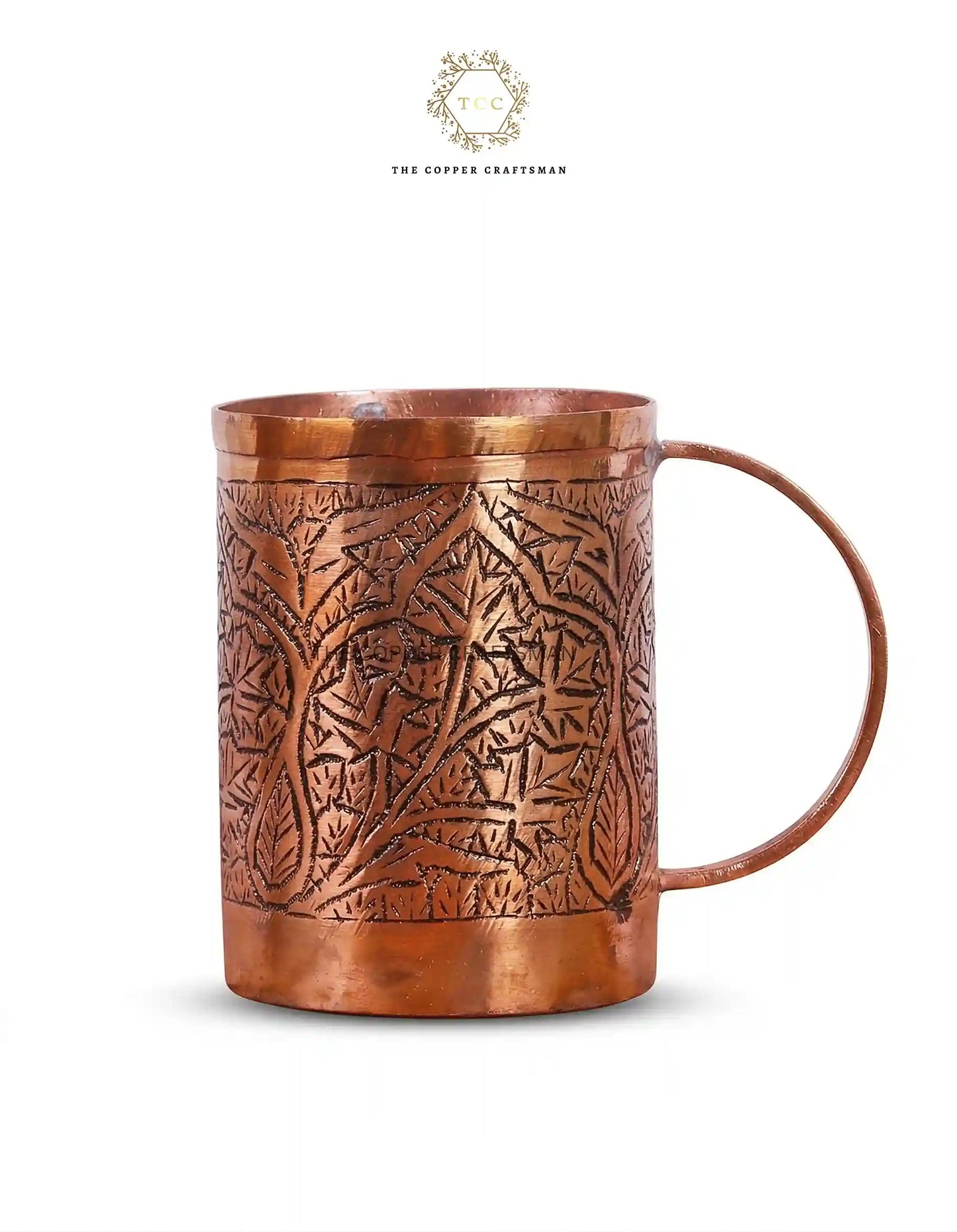 Hand-Engraved Kashmiri Copper Mug (Pure Copper | Ayurvedic Drinking Cup | Antique Finish)