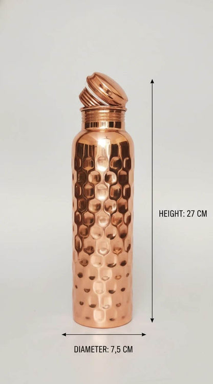 Diamond Honeycomb Pure Copper Water Bottle – 1000 ML | Handcrafted Leak-Resistant Copper Bottle for Daily & Traditional Water Storage
