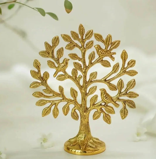 100% Pure Brass Kalpvriksh Tree with Birds – Sacred Kalpavriksha Tree of Life Showpiece (6 Inch) | Vastu & Feng Shui Decor | Good Luck & Prosperity Gift - The Copper Craftsman
