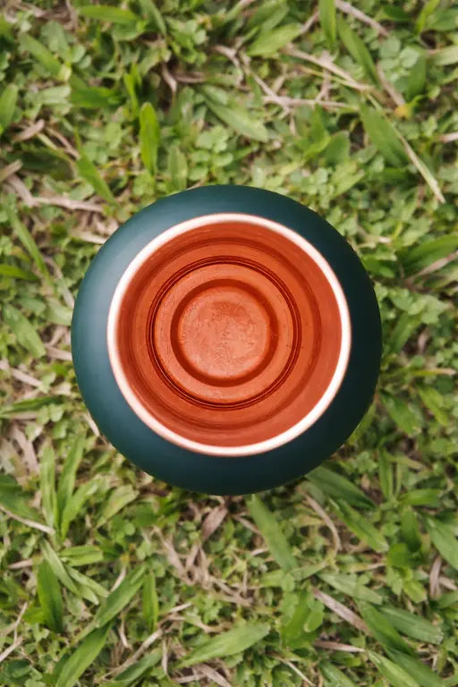 Green Pure Copper Water Bottle 1 Litre on grass