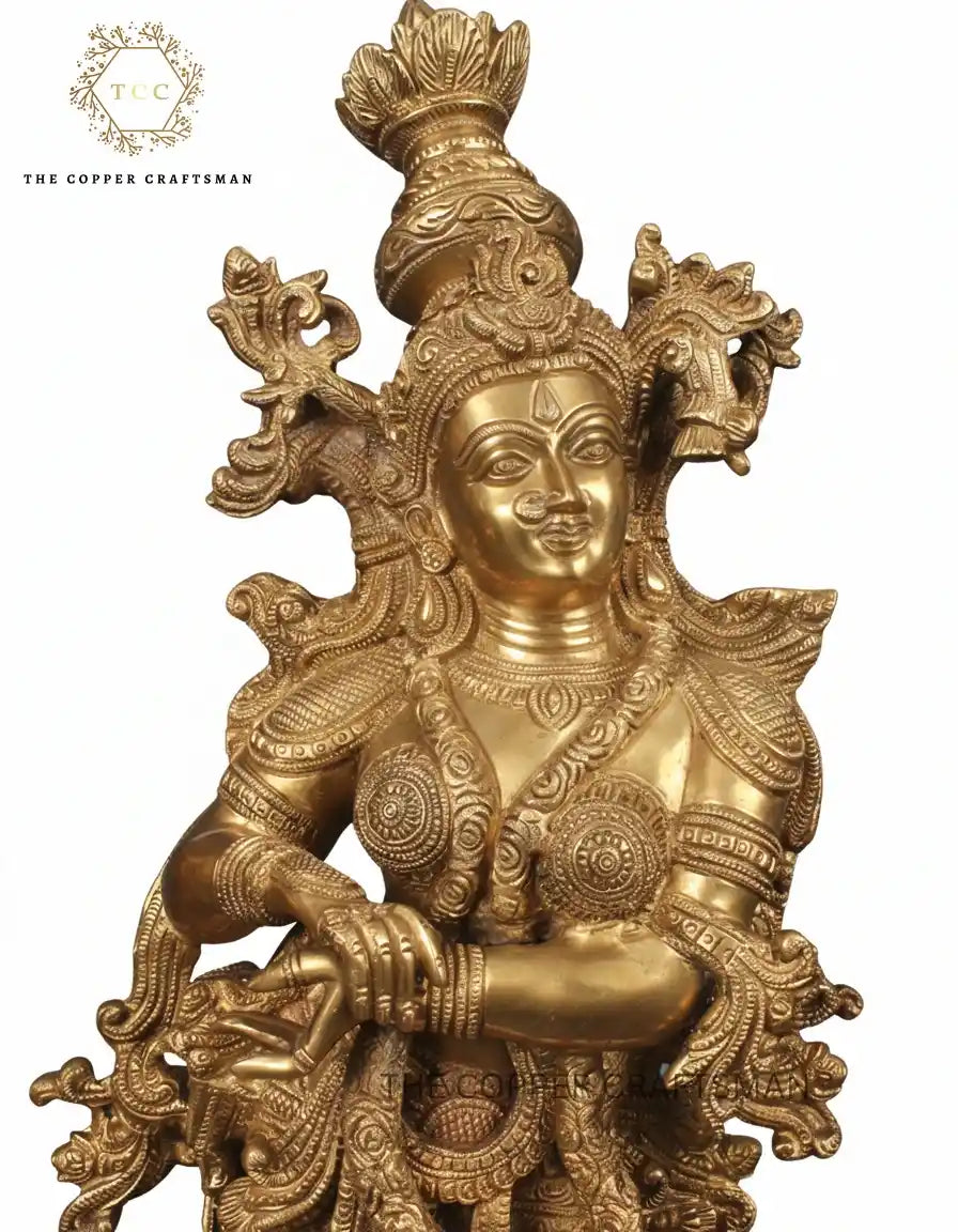 16 Inch Radha–Krishna Handcrafted Solid Brass Murti  Temple-Grade | Heavy Casting | Artisan Crafted