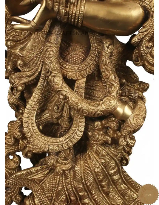 16 Inch Radha–Krishna Handcrafted Solid Brass Murti Temple-Grade | Heavy Casting | Artisan Crafted