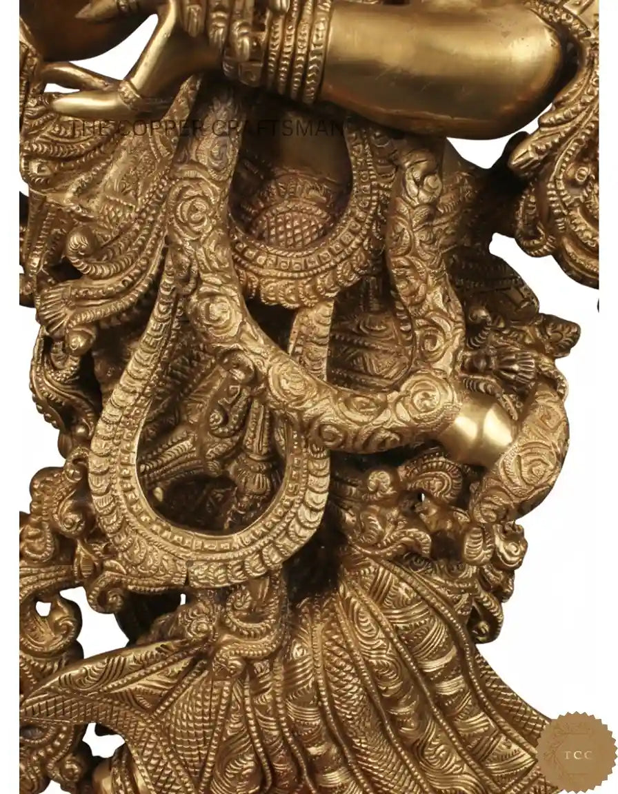 16 Inch Radha–Krishna Handcrafted Solid Brass Murti  Temple-Grade | Heavy Casting | Artisan Crafted