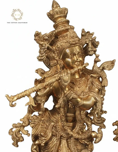 Radha Krishna Brass Statue 30 Inches | Handcrafted Temple-Grade Murti in Pure Brass