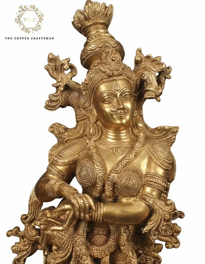 Radha Krishna Brass Statue 30 Inches | Handcrafted Temple-Grade Murti in Pure Brass