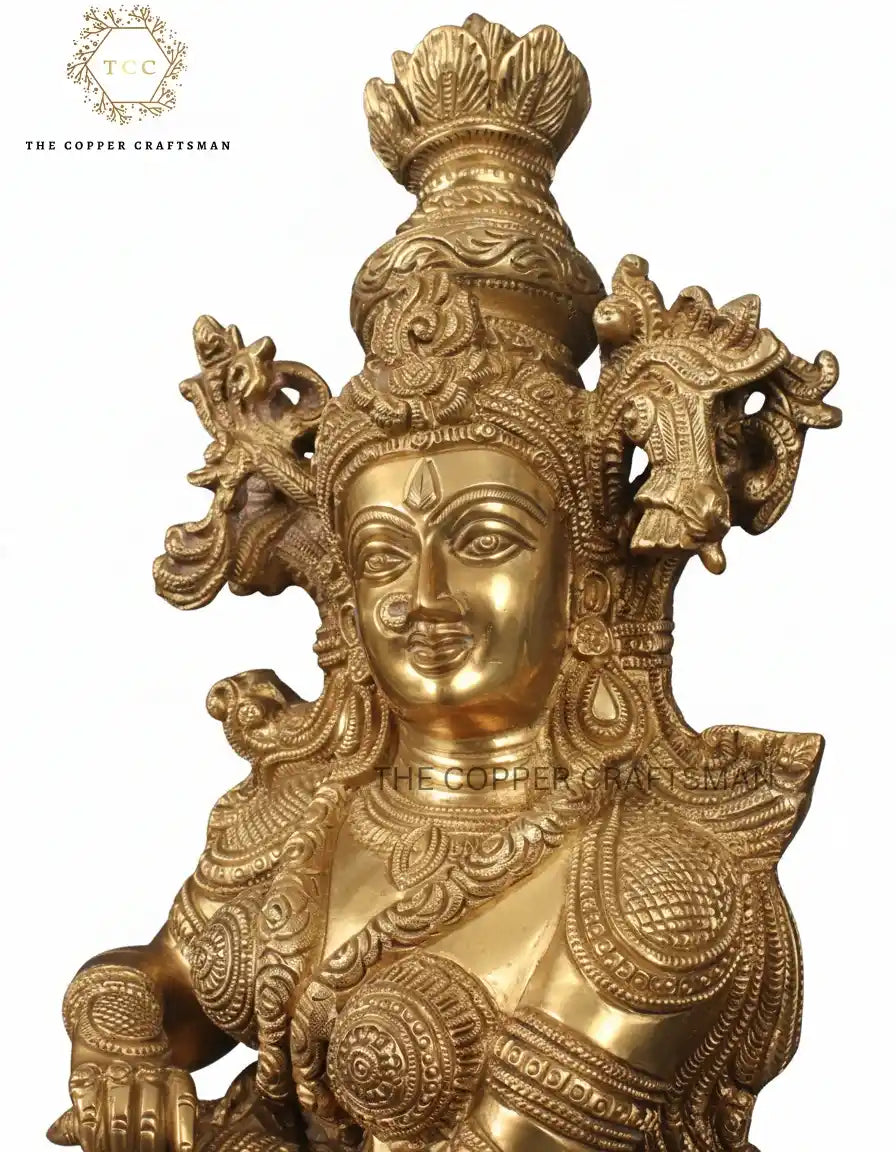 Radha Krishna Brass Statue 30 Inches | Handcrafted Temple-Grade Murti in Pure Brass