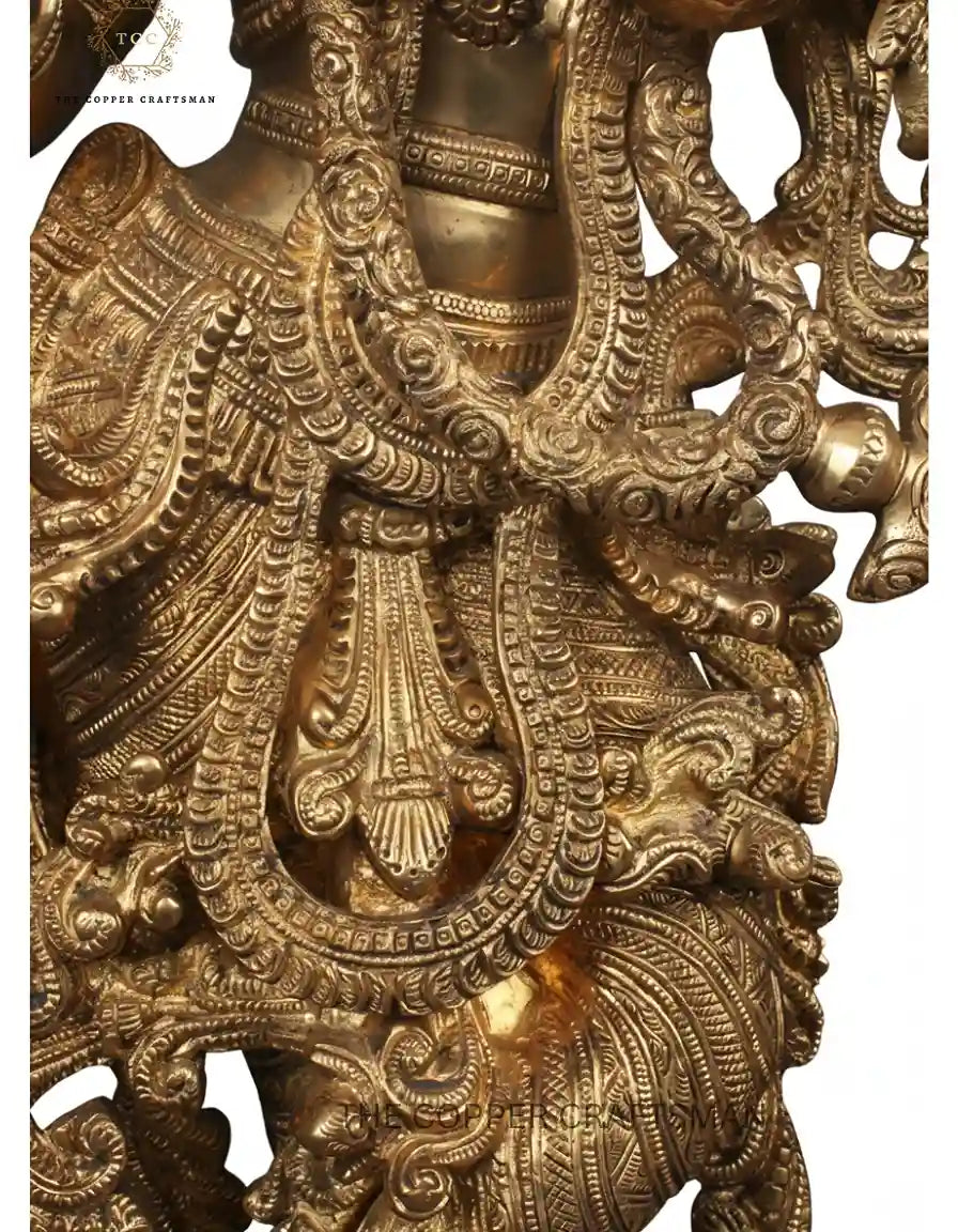 Radha Krishna Brass Statue 30 Inches | Handcrafted Temple-Grade Murti in Pure Brass