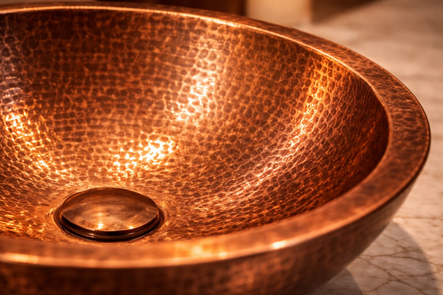 Pure Copper Vessel Sink Set | Handcrafted Basin + Faucet + Pop-up Drain | Antique Hammered Finish | Premium Bathroom Upgrade