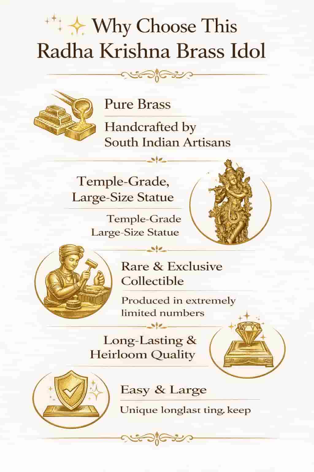 Radha Krishna Brass Statue 30 Inches | Handcrafted Temple-Grade Murti in Pure Brass